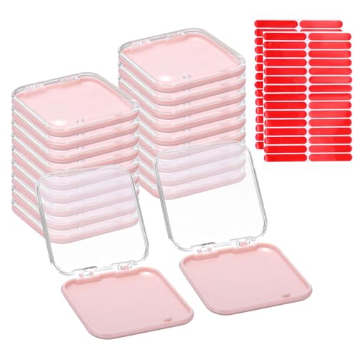 Boîtes de rangement à presser transparentes et roses avec adhésif double face solide