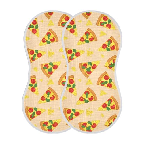 2 Pack Muslin Burp Cloths Pizza Beige Cotton Baby Burp Cloths Absorbent Soft Burping Cloth Washcloths for Newborn Boys Girls, Large 22
