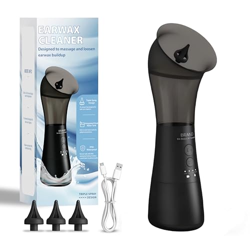 Ear Wax Removal Kit, 4-Mode Electric Ear Cleaner - IPX6 Waterproof, Earwax Cleaning Kit with Water Temperature Indicator, Easy-Clean Design for Home Use