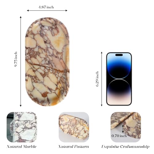 Image of Koville Natural Marble Tray for Decor, Marble Vanity Tray for Perfume, Cosmetics, Jewelry, Stone Decorative Trays for Dresser Organizer, Storage Trays for Home Bathroom Countertop(Calacatta Viola)