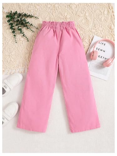 SweatyRocks Girl's Casual Elastic High Waist Wide Leg Jeans Button Front Pockets Denim Pants2