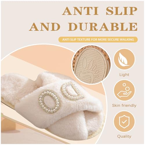 I Do Slippers With Bride Letter Makeup Open Toe Slippers For Women's Wedding Slippers Fuzzy Soft House Slippers For Bachelorette Party2