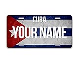 Bleu Reign Personalized License Plate Cuba Flag Car Vehicle, Add Custom Name (6x12in)
