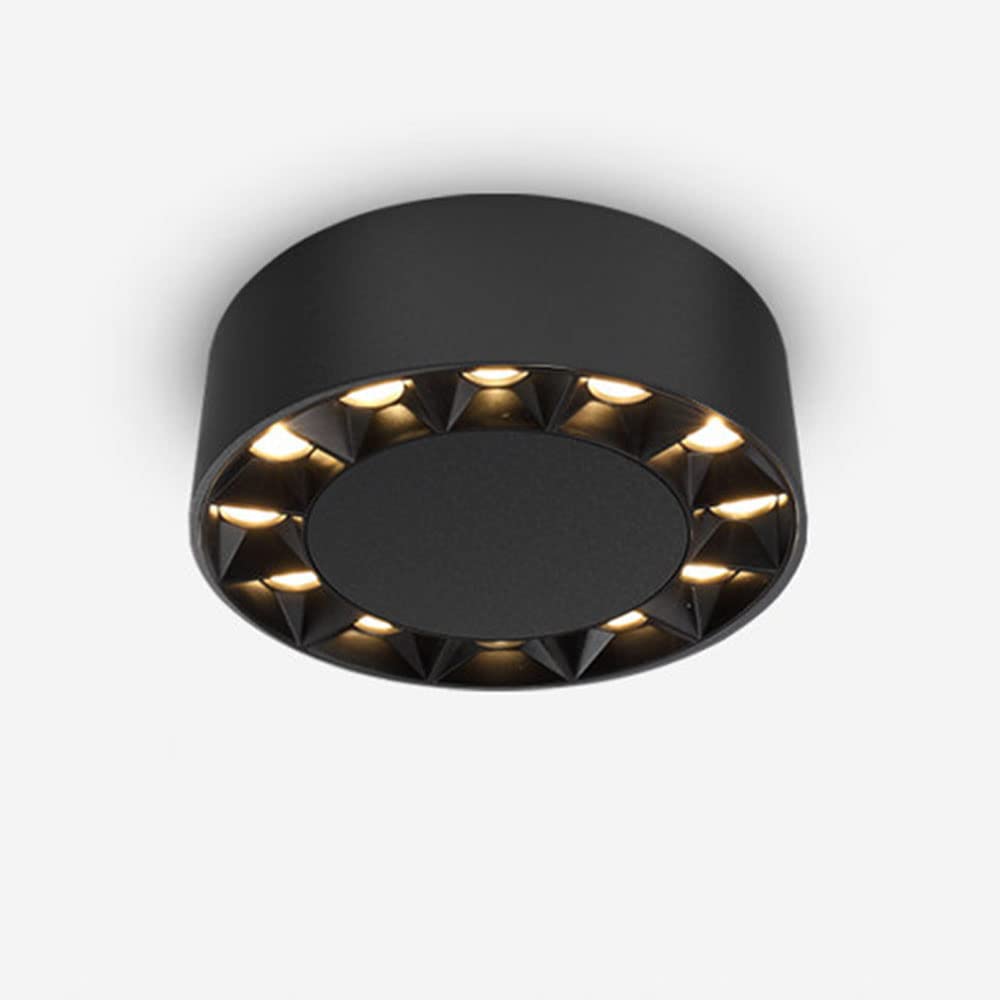 Plafonnier LED moderne cylindrique en aluminium noir spot de plafond intérieur 6000K