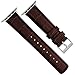 BARTON WATCH BANDS - Coffee Brown & Stainless Hardware Alligator Grain Leather Watch Bands Compatible with Apple Watch Models - 1, 2, 3, 4, 5, 6, 7, 8, 9, 10, SE, Ultra & Ultra 2 - (38mm/40mm/41mm)