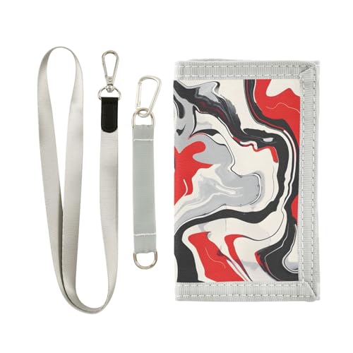 ALAZA Kids Wallets for Boys Girls Toddler Trifold Wallet Children Small Red Gray White Black Marble with Zipper Coin Pocket