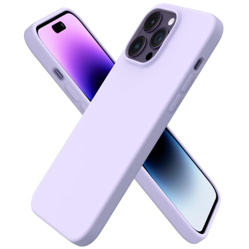 ORNARTO Compatible with iPhone 14 Pro Max Case 6.7 Slim Liquid Silicone 3 Layers Full Covered Soft Gel Rubber Phone Case Protective Cover with Microfiber Lining 6.7 inch-Pastel Lilac