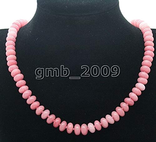 Fricgore, Handmade Jewelry, Beautiful 5X8mm Carneol Pink Jade Gemstone Abacus Beads Necklace 18"AAA