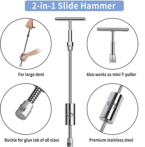 Super Pdr 75Pcs Dent Puller Kit For Paintless Dent Repair, Comprehensive Auto Body Repair Tool With 3 Kinds Of Puller, Extra Glue Tabs, Toolbag Etc, Reusable Dent Removal Kit For Large/Small Dents #TOP1