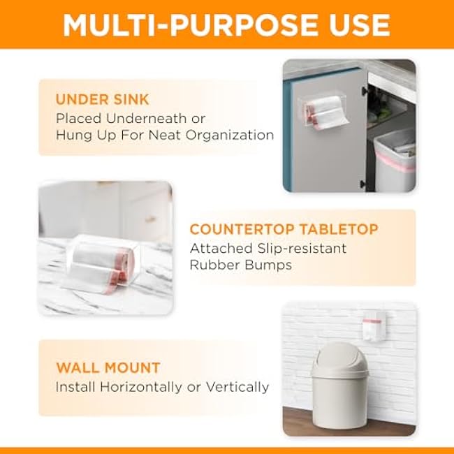 Generic Trash Bag Dispenser - Acrylic Garbage Bag Holder for Cabinet, Laundry Room, Under Sink