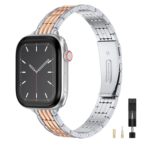 �R���p�`�u�� Apple Watch �o���h �אg �X�e�����X 38/40/41/42mm �����ӃE�H�b�`�o���h ���f�[�X ������� �N���V�b�N �A�b�v���E�H�b�`�����x���g ���� ���^�� �x���g for iWatch Series 11 10 9 8 7
