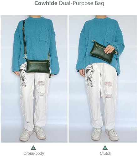 PORT&LOTUS Real Genuine Leather Crossbody Purses for Women Small Wristlet Shoulder Bag Ladies Handbags4