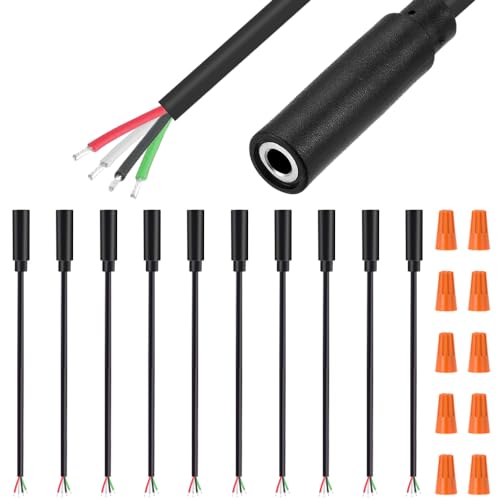 Conector hembra de 3.5 mm de 4 polos TRRS DKARDU repuesto de cable desnudo para auriculares con tapas