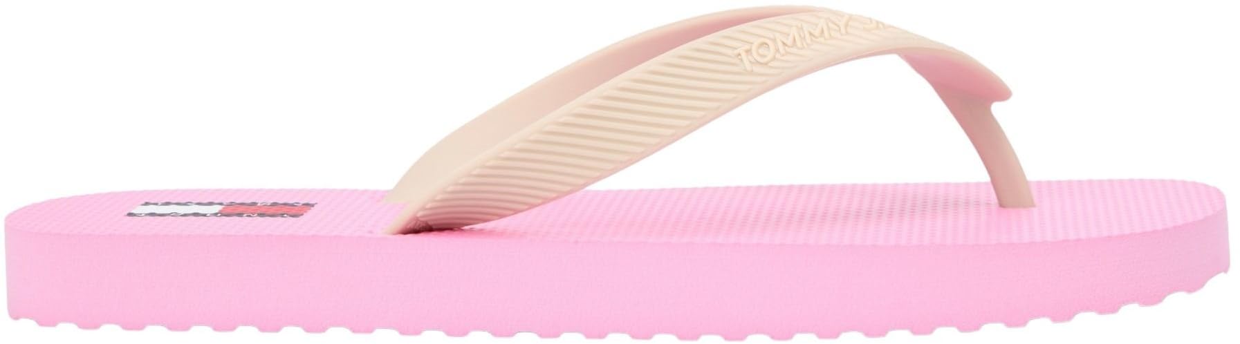 Tommy Jeans Women's Tjw Logo Summer Sandal EN0EN02979 Flip Flops, Pink (Synthetic Pink/White Clay), 6.5 UK