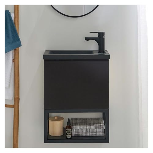 MOB-IN Meuble Lave-Mains Nova Noir Carbone Suspendu