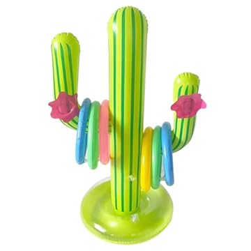 HDGSAFD 1 cactus gonfiabile, 6 ghiglie, accessori da giardino, decorazione per feste in piscina, aiuto per il nuoto, anello gonfiabile per piscina, verde, PVC, gioco di lancio, gioco di lancio cactus