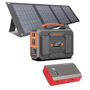 100W Portable Solar Power Station with Foldable 40W Solar Panel, 65W 110V Portable Power Bank with AC Outlet for Home Use Outdoor Adventure