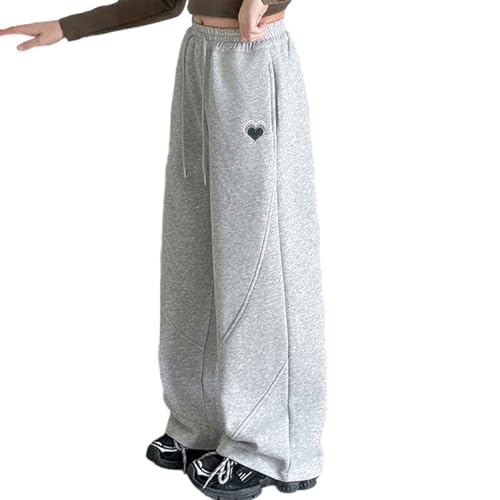 Teen Girls Baggy Sweatpants Elastic Waist Joggers with Pockets Girls Fashion Tracksuit Loose Fit Wide Leg Pants