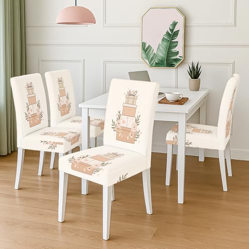 Housses de chaise de salle à manger (lot de 4) en élasthanne extensible, couleur unie lavable