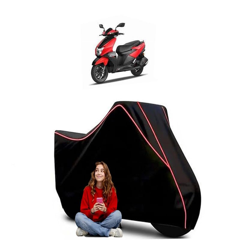 Image of Ntorq 125 XT Scooty Bike Cover Water Resistant Outdoor Use Universal Fit Scooters Motorcycles Heavy Duty UV Protection Dust Rain Scratch Resistant Elastic Bottom Black Blue Piping