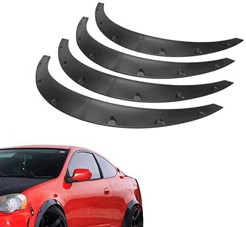 BLACKHORSE-RACING 4PCS Universal Fender Flares 2"/50mm Wide Body Kit Wheel Arches Durable PU