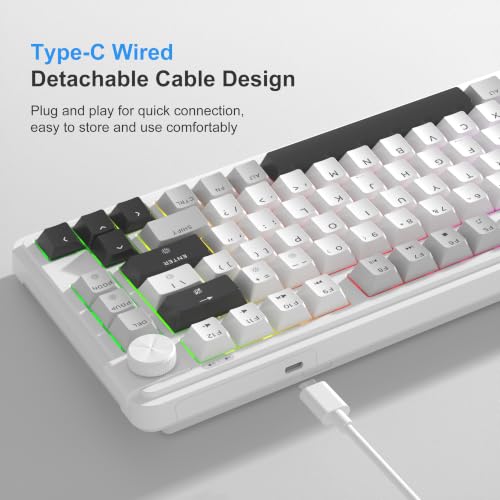 Image of MageGee 80% Gaming Keyboard, RGB Backlit Wired Mechanical Feel Keyboard with Volume Knob, 80 Keys Compact USB Keyboard, 19-Key Rollover, Multimedia Keys for PC, Computer, Laptop, Windows