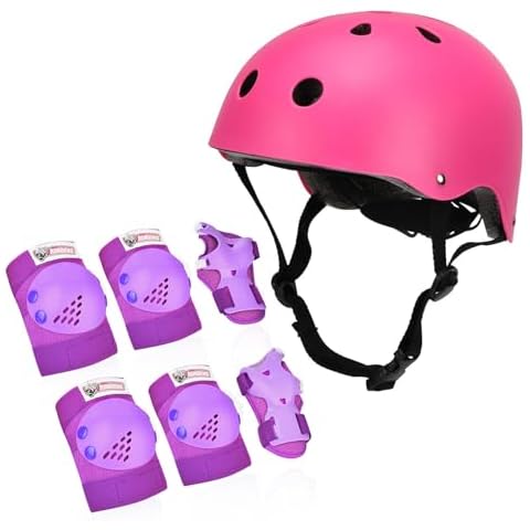 Youth & Kids Rider Helmet and Skateboard Knee Pads Elbow Pads Wrist Guards for Child Roller Skates Scooter Inline Skating Cycling BMX Bike Riding Outdoor Extreme Multi-Sports Protection Gear Set Cover