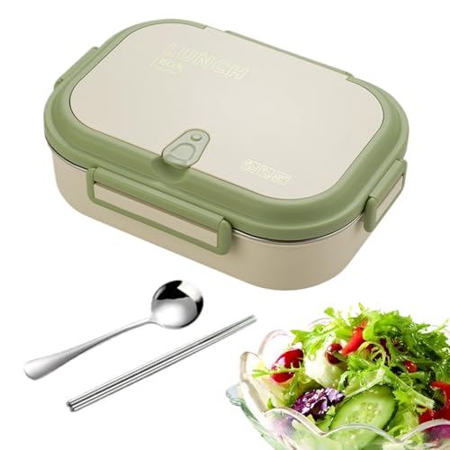Miyanvuo s Acero Inoxidable | Infantil - Antifugas Microondas Compartimentos con Palillos Cuchara | Preparación Comidas Adultos y Niños