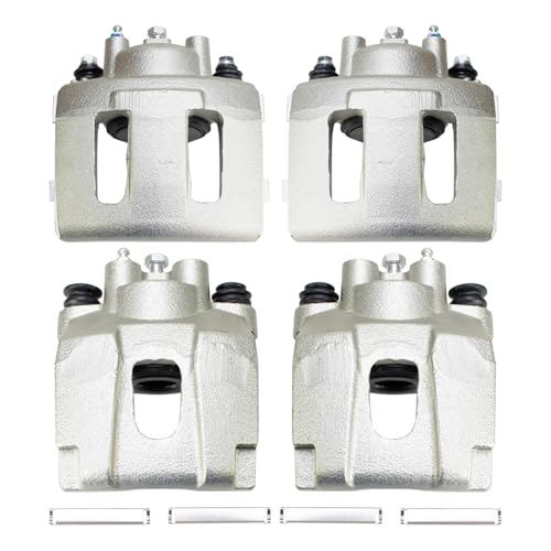 Image of TRQ Front and Rear Brake Caliper Set Zinc Coated Brackets Hardware Compatible with 2003-2006 Jeep Wrangler