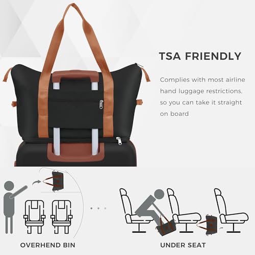Image of 24 Inch Checked Suitcase with TSA Lock Travel Duffel Bag Wet-Dry Toiletry Bag, Black