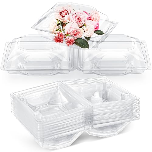 Funnymoom 30 Pack Clear Plastic Flower Box for Corsage Boutonniere Rose Orchid Prom Wedding Craft Container (4.92 x 4.13 x 3.15 Inches)