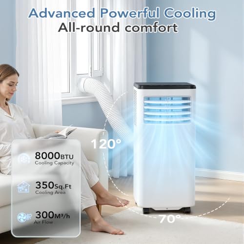 Image of Antarctic Star 8000 BTU Portable Air Conditioner, 4-in-1 Portable AC Unit Cool up to 350 Sq.Ft, 4 Modes Room Air Conditioner with Remote /24Hrs Timer /360 Wheels, Window Installation Kit Included
