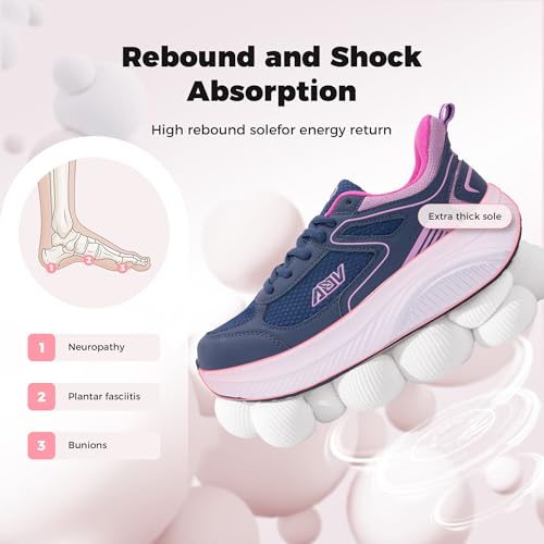 Image of Wide Toe Box Shoes Women Arch Support Walking Shoes for Plantar Fasciitis Wide Width Orthotic Tennis Sneakers
