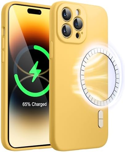 JETech Magnetyczna Silikonowy Etui dla iPhone 14 Pro Max 6,7 Cala, Kompatybilny z MagSafe, Case ze Obiektyw Aparatu Pełny Ochrona (Czarny)