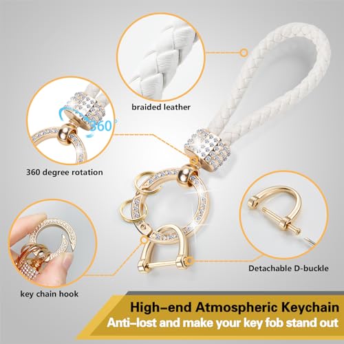 Image of for Cadillac Key Fob Cover with Luxury Diamond Bling Braided Keychain, Upgraded Soft Case for 2020-Up CT4 CT5 CT6 XTS XT4 XT5 ATS etc.(5 Buttons) Fob Shell (Gold,B1)