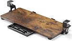 ETHU Plateau de clavier, 26.77" X 11.81" Plateau de clavier de grande taille sous le bureau avec montage à pince C Facile à installer, support de clavier d'ordinateur, plateau de clavier ergonomique pour la maison et bureau Walnut