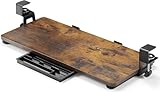 ETHU Keyboard Tray, 26.77" X 11.81" Large Size Keyboard Tray Under Desk with C Clamp-on Mount Easy to Install, Computer Keyboard Stand, Ergonomic Keyboard Tray for Home and Office Walnut