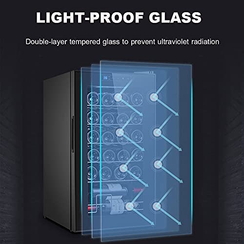 DINGYXIN Unabhängiger Weinkühler, thermostatischer elektronischer Weinschrank für 24 Flaschen, Weinkeller aus Edelstahl mit Glastür, digitaler Touchscreen-Steuerung und LED-Leucht
