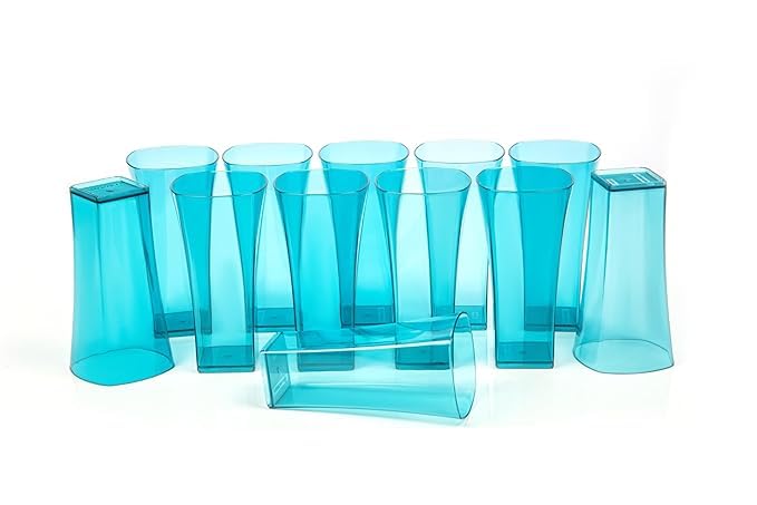 Image of SORATH Premium Drinking Glasses Set - Pcs Transparent Glassware | Stylish Tapered Glass Tumblers for Water, Juice & Cocktails | Modern Everyday Drinkware for Home & Commercial Use (Blue, Pack of 12)