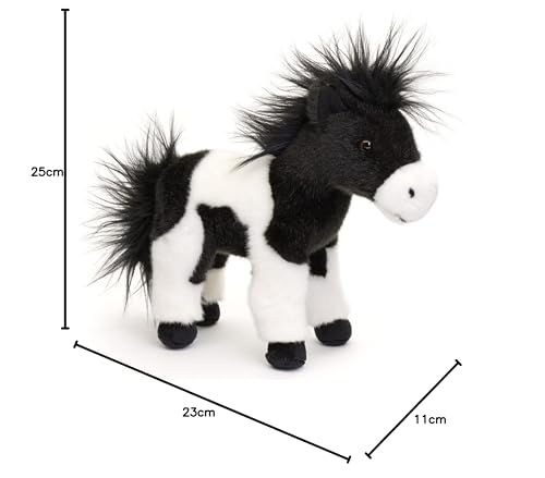 Uni-Toys - Pferd schwarz-weiß, stehend - 23 cm (Höhe) - Plüschtier, Kuscheltier