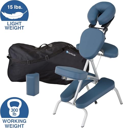 Image of EARTHLITE Portable Massage Chair Package VORTEX - Portable, Compact, Strong and Lightweight incl. Carry Case, Sternum Pad & Strap (15lbs)