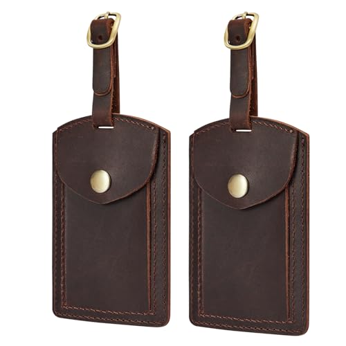 S-ZONE Genuine Crazy Horse Leather Tag