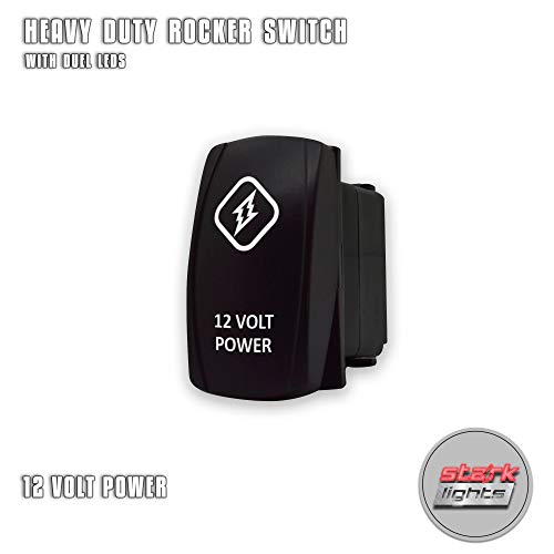 12 Volt Power - Blue - Stark 5-Pin Laser Etched Led Rocker Switch Dual Light - 20A 12V On/Off #TOP5