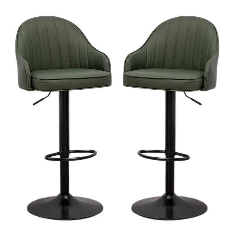Tabourets de bar lot de 2 réglables en cuir PU noir pour îlot cuisine