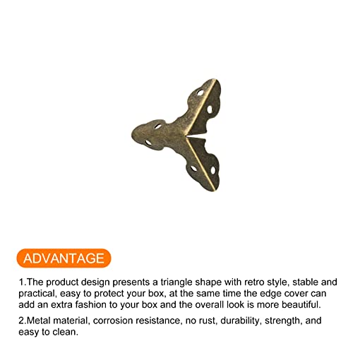 Image of METALLIXITY Box Corner Protectors Decorative(19mm /0.75 inch) 4Pcs, Metal Wood Case Edge Guard - for Furniture Table Wood Case, Bronze
