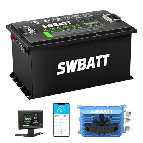 SWBATT 73.6V (72V) 105Ah Golf Cart Lithium Battery with Built-in 200A BMS, Touch Monitor, and 18A Charger | 7.728kW Rated Power | 4000+ Cycles | APP Supported, Designed for Golf Carts.