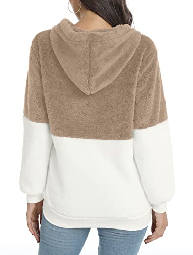 LONGYUAN Women Casual Hoodies Fashion Fuzzy Warm Pullover Sherpa Outerwear with Pockets - Image 4