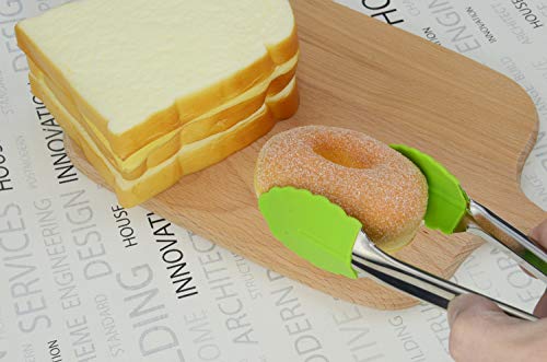 Image of HINMAY 7 inch Mini Tongs with Silicone Tips, Set of 3 (Green)