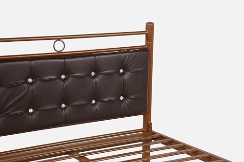 Image of Zuno Metal Single Size Bed Without Storage | Wrought Iron Single Bed with Headboard & Footboard| Sturdy Powder Coated Platform Cot for Bedroom, Living Room, (Zuno Brown)