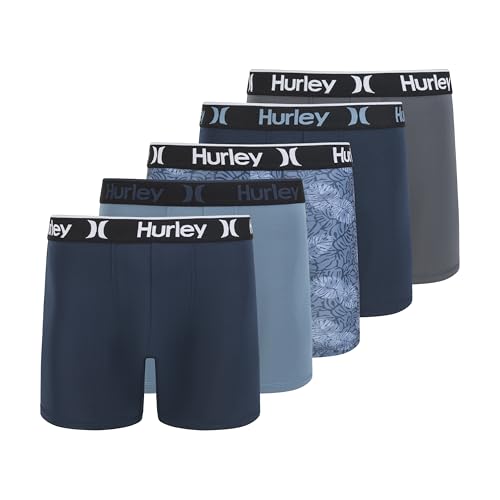 Hurley Męskie standardowe bokserki ze stretchem, zestaw 5 sztuk, liście Dypsis